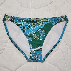 Banana Republic Y2K Women's S Blue Green Paisley Silver O-Ring Bikini Bottom